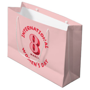 Sacola Para Presentes Grande Dia Internacional da Mulher Rosa, 8 de março