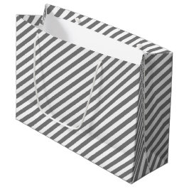 Sacola Para Presentes Grande Diagonal gray and white stripes pattern