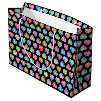Sacola Para Presentes Grande Diamond Heart Watercolor Pattern Cute Pastel Girly