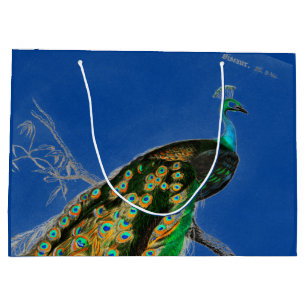 Sacola Para Presentes Grande Dif Bag PEACOCK EM AZUL