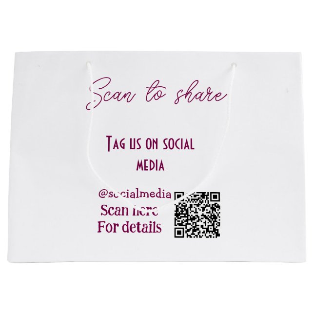 Sacola Para Presentes Grande Digitalize para compartilhar marque-nos nas redes  (Frente)