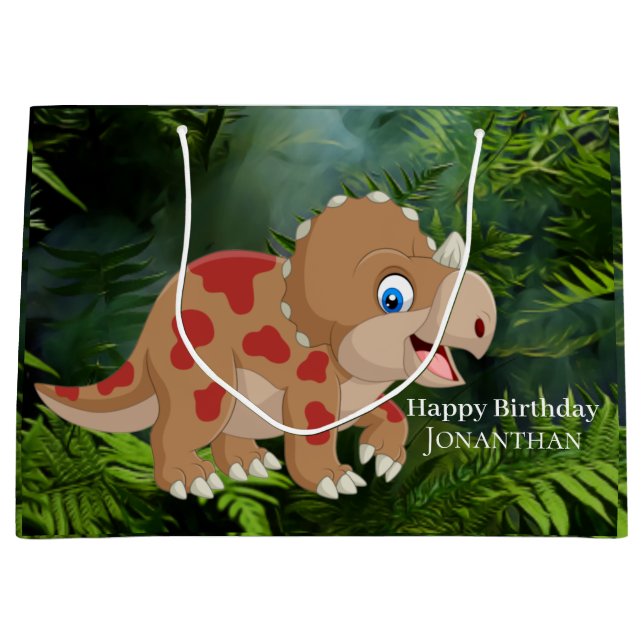 Sacola Para Presentes Grande Dinossaur Triceratops (Frente)