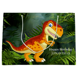 Sacola Para Presentes Grande Dinossauro Dourado T Rex