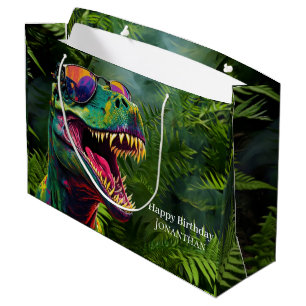 Sacola Para Presentes Grande Dinossauro Feliz Aniversário, Junva