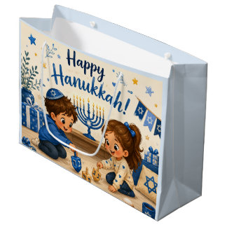 Sacola Para Presentes Grande Diversão com Pião de Hanukkah