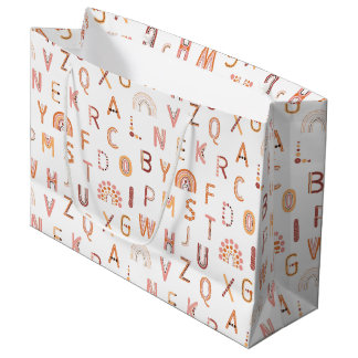 Sacola Para Presentes Grande Diversão do Rainbow Alphabet Pattern