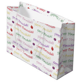 Sacola Para Presentes Grande Diversão Hannukah Patterned