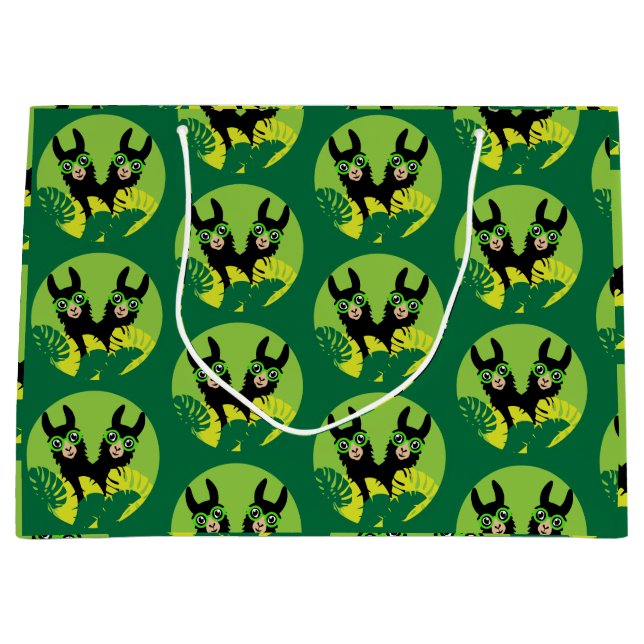 Sacola Para Presentes Grande Diversão Llama Alpaca - Melhores Amigos (Frente)