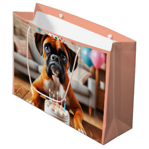 Sacola Para Presentes Grande Diversão no Aniversário do Cão Boxer