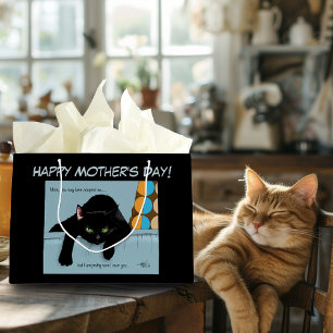 Sacola Para Presentes Grande Divertida Preta Fofa Melhor Gata Mamãe Dia das Mãe