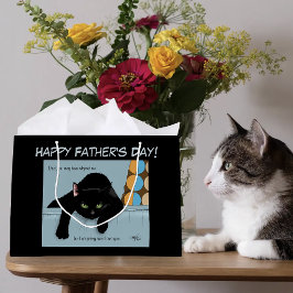 Sacola Para Presentes Grande Divertido Pai de Gato Preto Fofo Melhor Dia dos Pa