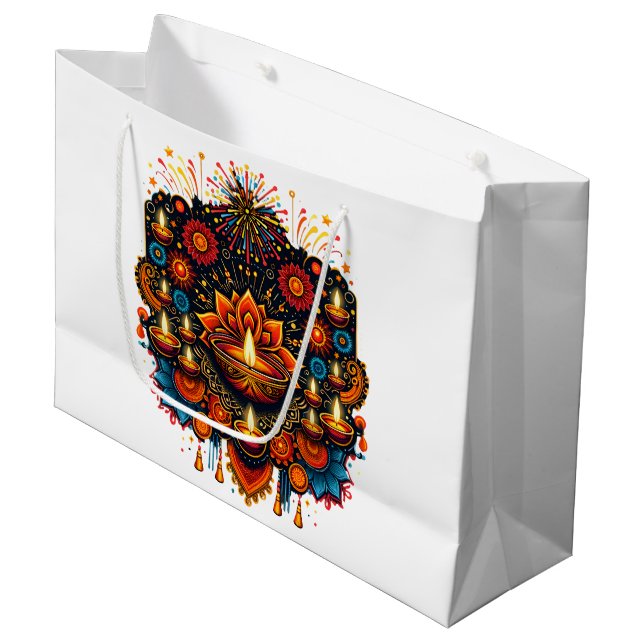 Sacola Para Presentes Grande Diwali  (Frente inclinada)