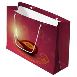 Sacola Para Presentes Grande Diwali feliz brilhante Diya - grande saco do