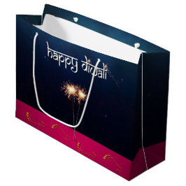 Sacola Para Presentes Grande Diwali Feliz e Espelhante - Saca de Presente Grand