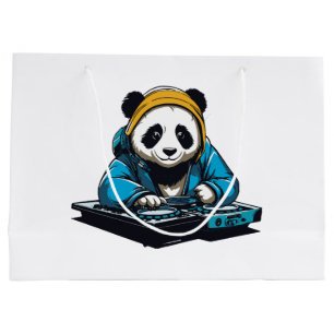 Sacola Para Presentes Grande DJ Kawaii Panda