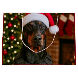 Sacola Para Presentes Grande Doberman Holiday Card
