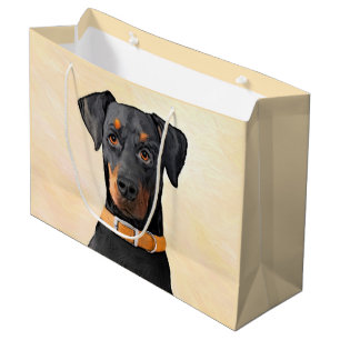 Sacola Para Presentes Grande Doberman Pinscher Pintura Original Descortada