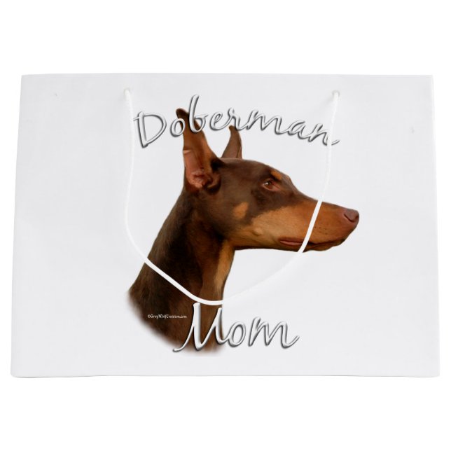 Sacola Para Presentes Grande Doberman Pinscher (vermelho) Mãe 2 (Frente)