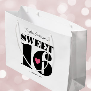 Sacola Para Presentes Grande Doce Dezesseis Retrorinos Aniversário Teen White P