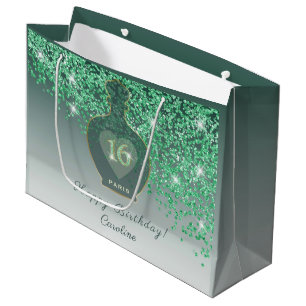 Sacola Para Presentes Grande Doce Fragrância Esmeralda 16 Brilho Verde