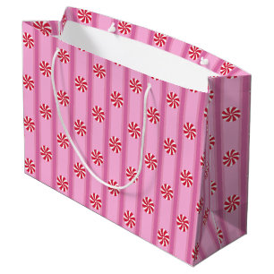 Sacola Para Presentes Grande Doces de hortelã-pimenta cor-de-rosa, divertida e