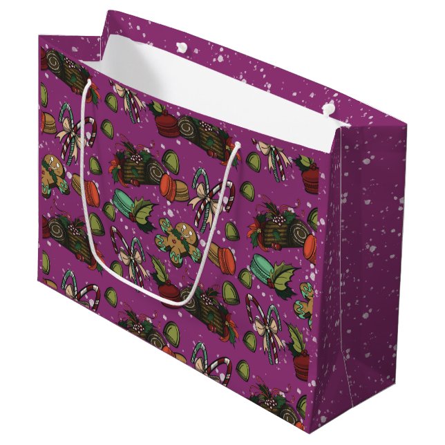 Sacola Para Presentes Grande Doçuras de Feriado - Açaí (Cor) (Frente inclinada)