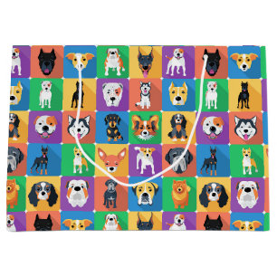 Sacola Para Presentes Grande Dog Love Gift Bag
