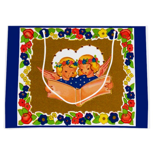 Sacola Para Presentes Grande dois anjos cantando (Frente)