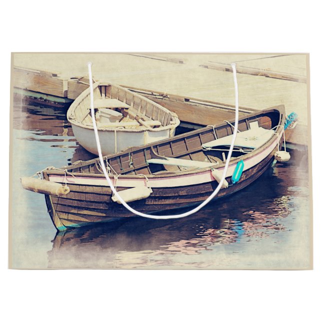 Sacola Para Presentes Grande Dois barcos de madeira dos barcos a remos velhos (Frente)