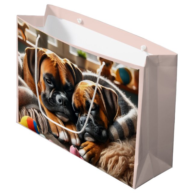 Sacola Para Presentes Grande Dois Boxers, Um Coração (Frente inclinada)