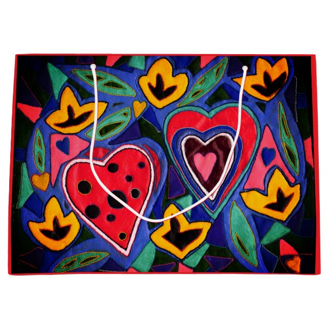 Sacola Para Presentes Grande Dois corações (Frente)