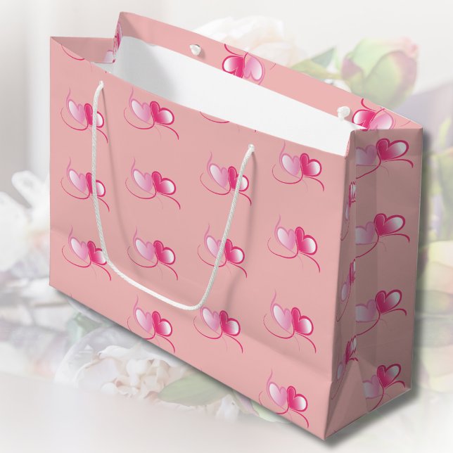 Sacola Para Presentes Grande Dois corações se encontram como um (Criador carregado)