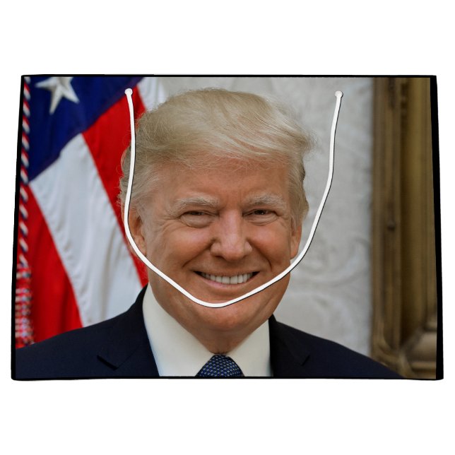 Sacola Para Presentes Grande Donald Trump Presidente dos EUA Casa Branca MAGA 2 (Frente)