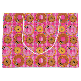 Sacola Para Presentes Grande Donuts e Doces de Desenho Animado Retro