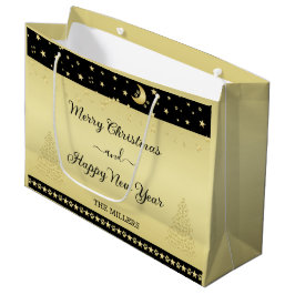Sacola Para Presentes Grande Douradas estrelas brilhantes de Natal, patas em ou