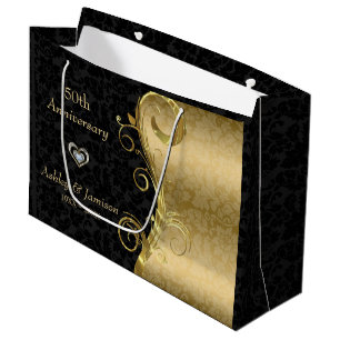 Sacola Para Presentes Grande Dourado e negro