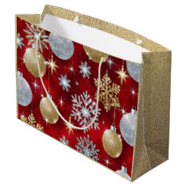 Sacola Para Presentes Grande Dourado e Prata