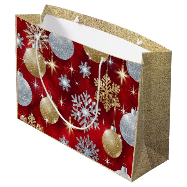 Sacola Para Presentes Grande Dourado e Prata (Verso inclinado)