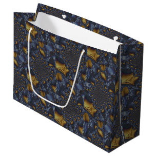 Sacola Para Presentes Grande Dourado e Silver Blue Molten Metal