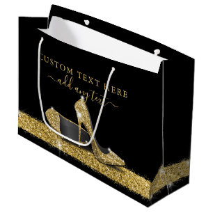 Sacola Para Presentes Grande Dourado Preto Personalizado com Elevada Frequência