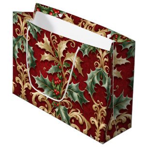 Sacola Para Presentes Grande Dourado Verde deixa o feriado vermelho no Natal, S