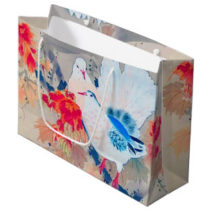 Sacola Para Presentes Grande Dove in Autumn Leaves, Watanabe Seitei