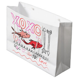 Sacola Para Presentes Grande Dr. Seuss Valentine XOXO Design