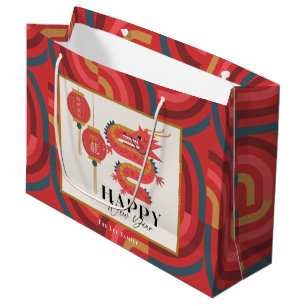 Sacola Para Presentes Grande Dragão 2024 Ano Novo Chinês Feriado Vermelho