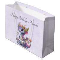 Dragão Roxo com Coroa Elegante Aniversário