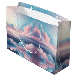 Sacola Para Presentes Grande Dreamy Cloudscape — Pastel Sky Fantasy Art