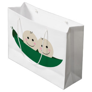Sacola Para Presentes Grande Duas ervilhas em um vagem juntam o bebê
