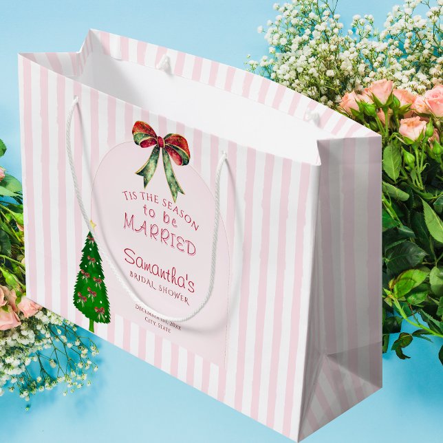 Sacola Para Presentes Grande É Época de Se Casar Chá de Noiva (Bow Tis The Season To Be Married Christmas Festive Bridal Shower Wedding Rehearsal Dinner Gift Bag)