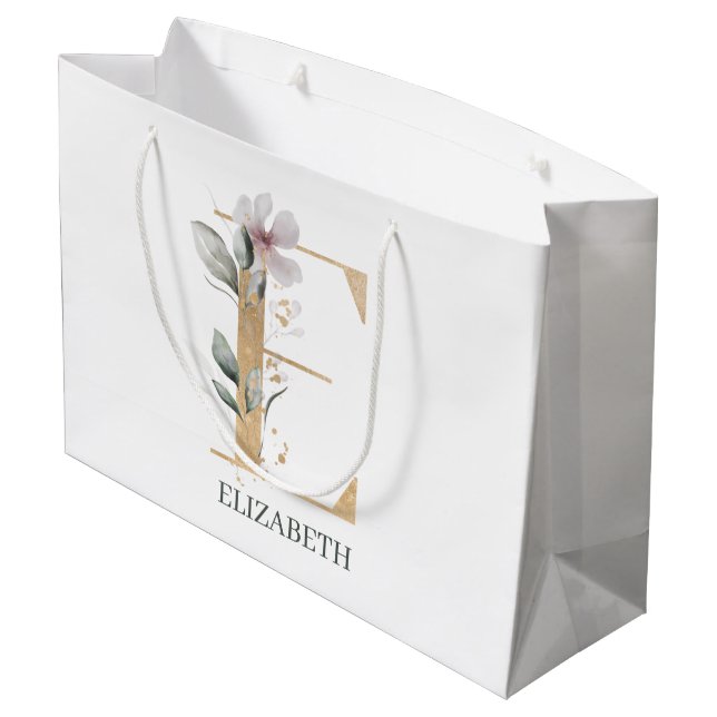 Sacola Para Presentes Grande E Monograma Floral Personalizado (Verso inclinado)