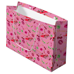 Sacola Para Presentes Grande “É Temporada Glam Rosa e Verde Festa de Fim de Ano